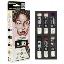 Sennelier Artists' Quality Mini Oil Sticks - 6x12ml - Dark Tones Portrait