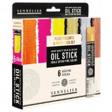 Sennelier Artists' Quality Oil Sticks - 6x38ml - Fluorescent & Metallic Colours